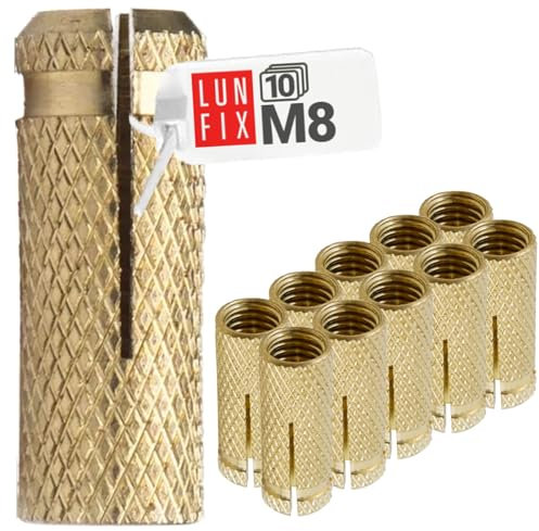 Lot de 10 chevilles murales M8 en laiton 8 mm - Douille d'expansion