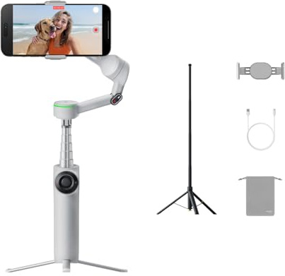 Insta360 Flow 2 Pro Sport-Bundle Hellgrau – Klapp-KI-Smartphone-Gimbal, 3-Achsen-Stabil, Apple DockKit-Tracking in 200+ Apps, Throwpod, Multi-Personen- & 360°-Schwenk-Tracking, Stativ