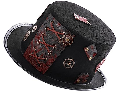 COLLBATH 1 Stück Retro Steampunk Hut für Herren und Damen Einheitsgröße Leichtes Design Non Woven und PU für Halloween Karneval und Cosplay Events