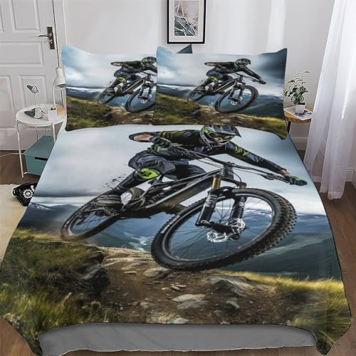 DCCCY Mountainbike Bettwäsche-Set 2teilig Bettbezug Und Kissenbezug, Für Jungen Mädchen Schlafzimmer Mikrofaser Bettbezüge Bettgarnitur Single(135x200cm)