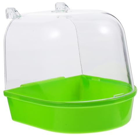 ERINGOGO Papageienbadewanne für Käfig als Vogelbad für Kleine Vögel | Kunststoff, Grüne Ausführung, Passend für Papageien und Kanarienvögel, Hängende Käfignutzung