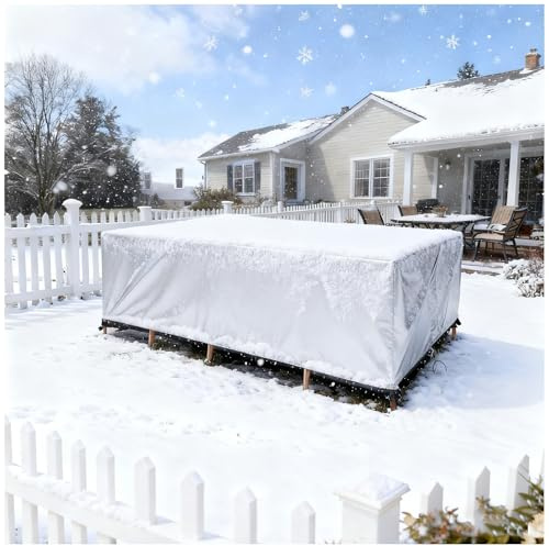 HNBFKD Housse Salon de Jardin Exterieur Impermeable 255x100x70cm/LxWxH Anti-UV 420D Oxford Tissu Housse de Protection Table Bâche Protection Meubles Résistant Au Froid Coupe-Vent avec Corde