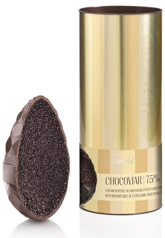 Venchi - Chocoviar 75% Schokoladenei, 350 Gr, Geschmack: Extra-Zartbitterschokolade mit Chocoviar-Mikroperlen, Glutenfrei, mit Überraschung, Venchi-Osterkollektion, Geschenkidee