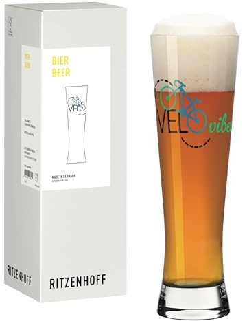 RITZENHOFF 8261003 Bierglas 400 ml – Radsport – mit frischem Dekor, perfekt für Outdoorfans – Made in Germany