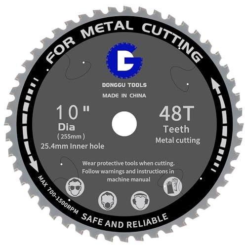 255mm 48T Metal Steel Cutting Saw Blade For Circular and Chop Saws | Compatible with Roybi,TCT Cermet Carbide Tipped10Inch, 25.4mm Arbor for Steel Metal Pipe Lron Bar, Angle Steel Cutting