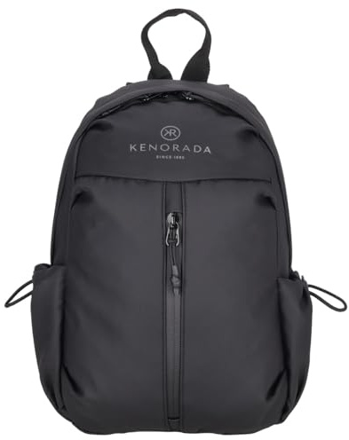 Kenorada Rucksack Leisure CB3-B | Kompakter Daypack mit 2-Wege-Reißverschluss | Wasserabweisend, leicht | Anti-Diebstahlfach | verstellbare Schulterriemen (Black)