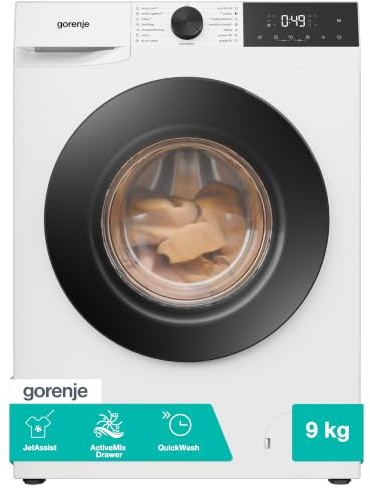 Gorenje 9 kg 1400 rpm Freestanding Washing Machine, White - WG2P94A22/UK | LED display, Inverter PowerDrive motor, steam functions and 15 washing programmes