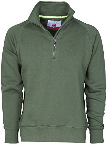 CHEMAGLIETTE! Felpa Da Lavoro Maglia Felpata Cotone Con Mezza Zip In Tinta Payper Miami +, Colore: Verde, Taglia: 3XL