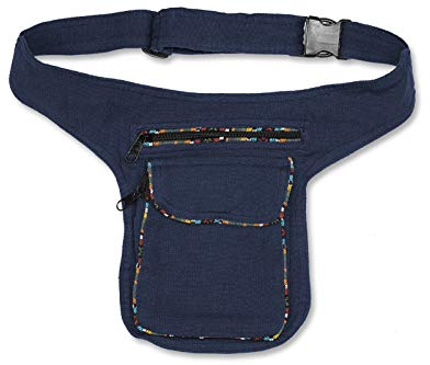 kailash Hüfttasche einfarbig Goa Hippie PSY Bauchtasche (dunkelblau)