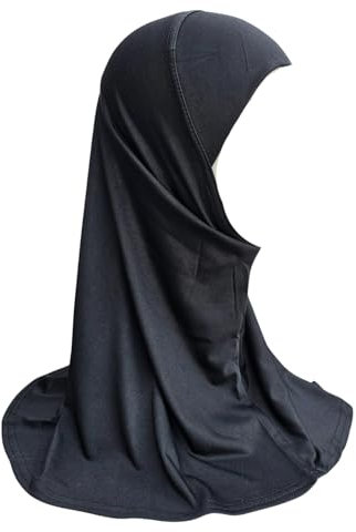 Yaqeen Hijab al Amira Kopftuch für Mädchen, fertig zum Überziehen, Kopftuch für Mädchen, schwarz
