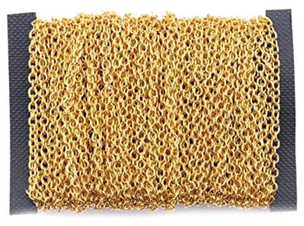 32.8 Ft Iron Twisted Cross Chains - Small Link 3 x 4 mm - Jewelry Accessories Chain for DIY Making Necklace Bracelet (Gold)