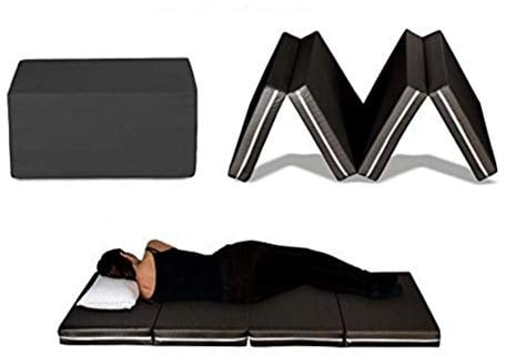 EVERGREENWEB – Futonbett, Platzsparende Einzelmatratze 80x190-10 cm hoch, Klappbar in 4 Teile faltbar und in einen Pouf umwandelbar, Schwarz Abnehmbarer Bezug, passend für alle Bettgestelle, Galaxy