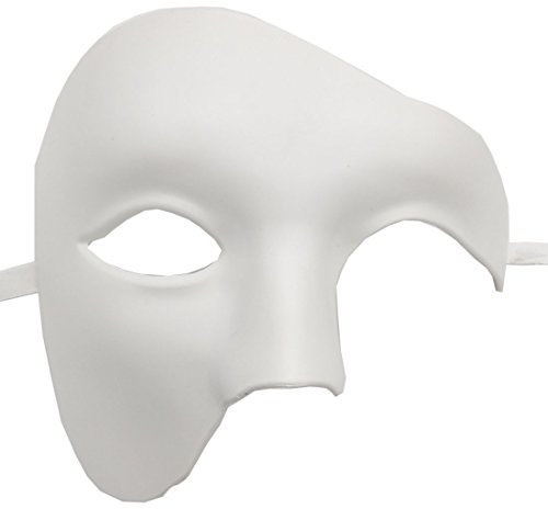 Coolwife Masque Mascarade Vintage Fantôme de l'Opéra One Eyed Costume Demi-Visage (Blanc)