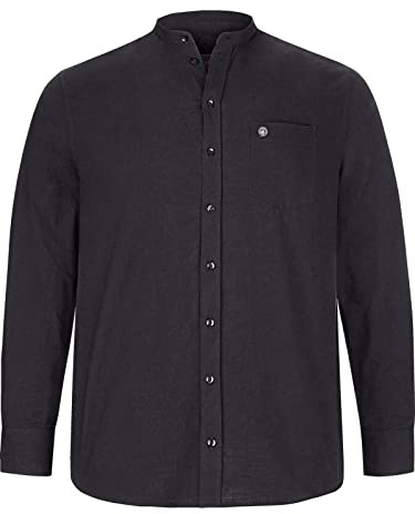 Jan Vanderstorm Herren Stehkragenhemd Kallu | Hemd mit Stehkragen| einfarbig in Leinen-Optik | langärmliges Basic Oberhemd | 100% Baumwolle | Größe L - 7XL