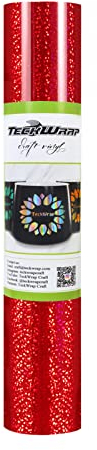 TECKWRAP Holographic Sparkle Adhesive Craft Vinyl,1ftx5ft,Red