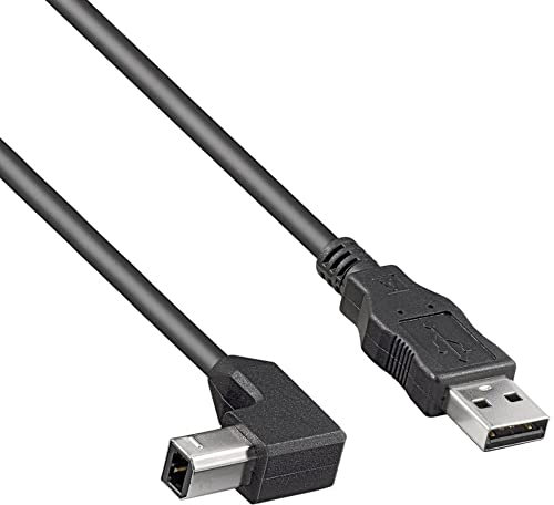 PremiumCord High Speed Câble USB 2.0 A-B M/M, Fiche USB A vers Fiche USB B 90°, Câble de Connexion USB pour Scanner etc., Double Blindage, AWG28, Couleur Noir, Longueur 3 m