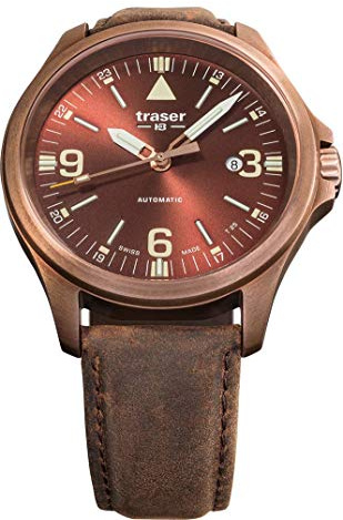 Traser H3 P67 Officer Pro Automatic Bronze Brown Tactical Watch Militär Leder