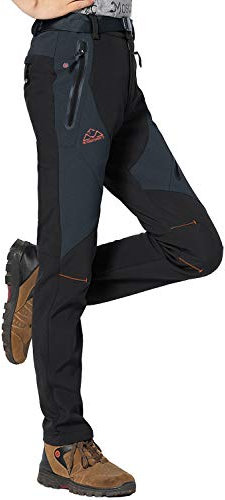 Rdruko Damen Schneehose Wasserdicht Isoliert Fleece Thermo Ski Wandern Snowboard Hose, Schwarz, Medium