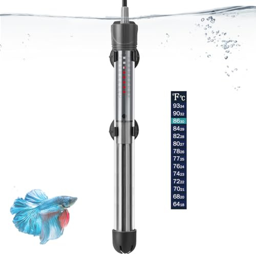 HITOP Calentador de acuario ajustable de 100 W, 200 W, 300 W, termóstato sumergible con ventosa (200 W)