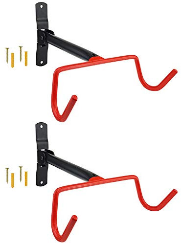 WELLGRO 2x Wand Fahrradhalter - Stahl - Tragkraft bis 30 kg - Wandmontage - Fahrrad Ständer - klappbar - Farbe wählbar, Farbe:Rot