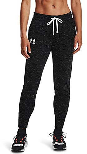 Under Armour Women's Rival Terry Joggers, Comfortable Tracksuit Bottoms, Breathable Jogging Bottoms for Women, Black (002)/White, M