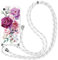 Yoedge Coque pour iPhone SE 2022 / SE 2020/8 / 7 avec Cordon 4,7, Coque Collier Réglable Téléphone Étui Housse Ultra Mince Blanc Silicone Motif Dessin TPU Antichoc Bumper Lanyard Case, Fleur Rose