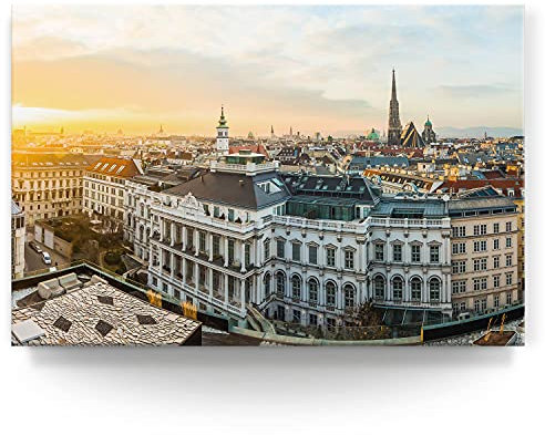 Wandbild Skyline Wien - 120cm x 80cm Leinwand auf Fertigrahmen + Aufhänger