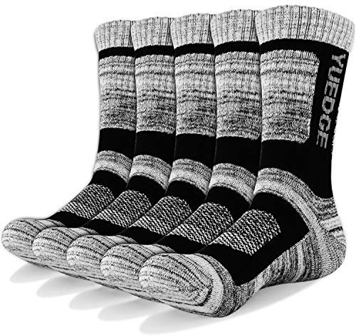YUEDGE 5 Paar Wandersocken atmungsaktive Laufsocken für Herren, Sport Socken mit Sohle und Knöchel, Anti-Blister Trainersocken