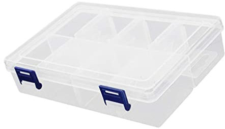 Auniwaig PP Component Storage Box, Plastic Organizer Adjustable Container, 8 Removable Grids Tool Boxes, for Electronic Component Small Accessories Transparent Color 200x130x45mm 1Pcs