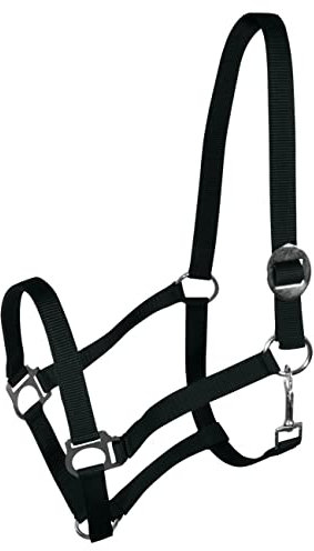 York Nylonhalfter Halfter Genickstück Verstellbar durch Schiebeschnalle Harmony Pferdehalfter (X-Full, schwarz)
