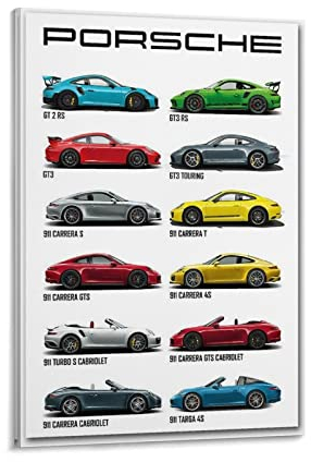 IFER Porsche 911 Leinwand Kunstdruck Modernes Wandbild für Schlafzimmer 30 x 45 cm