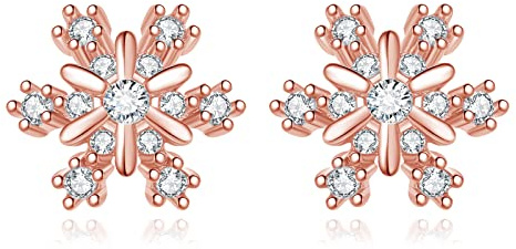 Hasnsofie Silber 925 Ohrringe Damen, 925 Sterling Silber Ohrstecker 9mm | Schneeflocke Elch Perle Mondstein Kleine Stecker für Mädchen Damen, Schlafen Stecker zum Weihnachten, Geschenk zur Feier
