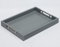 Modern Serving Tray with Polished Metal Handles, 16''x12'' Rectangle Coffee Table Tray, Perfect for Storage and Display (Grey)