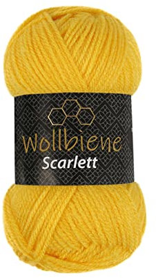 Wollbiene Scarlett Wolle 100g Strickwolle 100 Gramm Wolle zum Stricken und Häkeln Babywolle türkische Wolle (gelb 21)