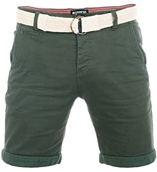 riverso Kurze Hosen Herren Sommer Chino Shorts mit Gürtel Regular Fit RIVHenry Bermuda Stretch, Größe:42 W, Farbe:Cypress Green