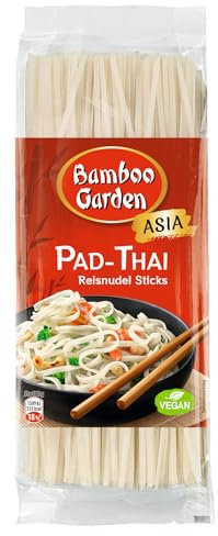 Bamboo Garden - Pad-Thai Reisnudel Sticks , Für traditionelle Nudelgerichte wie Pad-Thai , Vegan , 1 x 300 g (Verpackungsdesign kann abweichen)