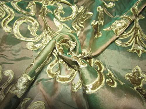 Seiden-Organza, bestickt, 137 cm, grüne Seide
