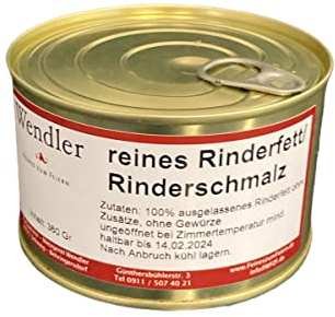 Rinderfett/Rindertalg/Rinderschmalz hausgemacht in der Dose (180gr)