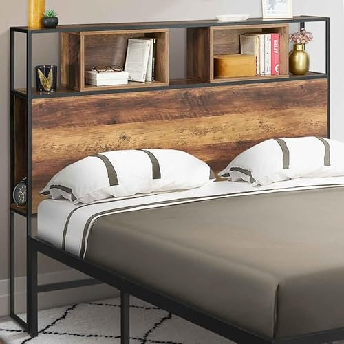IDMarket - Tête de lit sur Pied Hawkins 145 cm Bois foncé Design Industriel