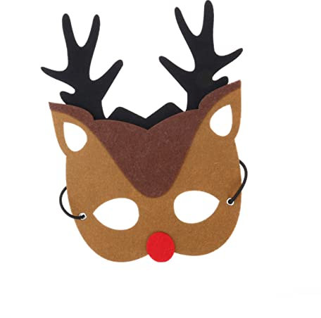 SAFIGLE Rentier-weihnachtsmaske Rentier-maske Filzmaske Weihnachten Urlaubsparty Masken Krippenmaske Weihnachts-cosplay-maske Tierische Partymasken Elch Dekorationen Erdfarben Kind