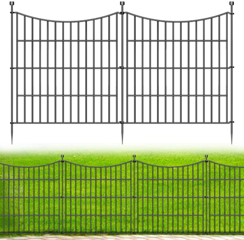 10 Paneele, kein Graben, Hundezaun für den Außenbereich, 61 cm (H) x 6 m (L), dekorativer hoher Gartenzaun, Tierbarriere, rostfreier Metalldraht, Garteneinfassung und -begrenzungen, temporäre
