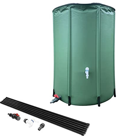 Faltbar Regenwassertank mit Deckel, 100L/200L/225L/250L Tragbare Regentonne, Regenwassersammler Wasserspeicher Regenfass, Garten Wasserfänger Regenwassersammelsystem mit Wasserhahn und Überlaufschutz