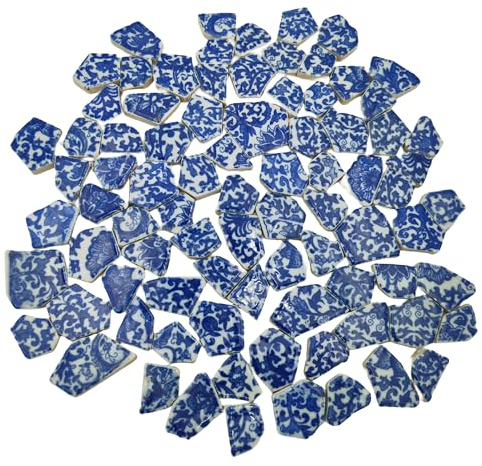 500 g Porzellan-Keramik-Mosaikfliesen, gebrochene unregelmäßige Mosaikfliesen für Heimwerker, Boden, Küche, Pool, Blumentöpfe, Mosaikherstellung (Porzellan 06)