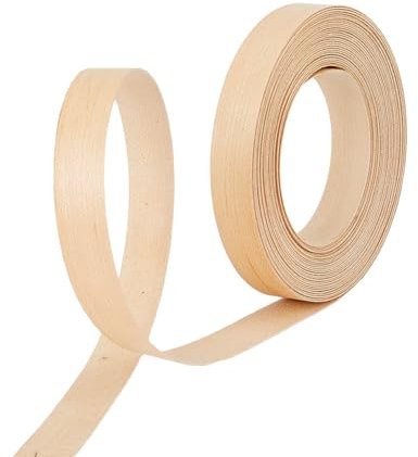 SUPERFINDINGS Rollo de 32 pies de chapa de madera prepegada Navajo blanca franja de bordes de madera contrachapada flexible, tiras largas y delgadas de madera auténtica para muebles de armario