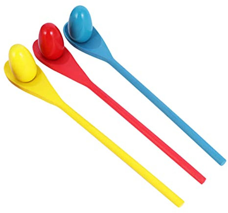 Abaodam 3 Sets Wooden Spoon Toss Easter Egg Supplies Outdoor Games for Egg and Spoon Relay Race Egg Race Game Egg Supporting Game Carnival Toy Egg Race Spoons Eggs Balance Lawn Child