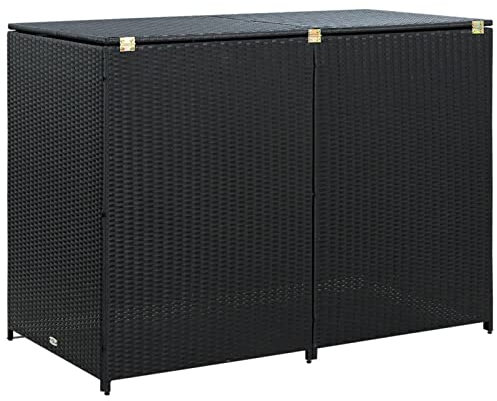 Kavolet Cache-poubelles pour 2 poubelles, cache-poubelles, cache-poubelles, pour 2 poubelles, en polyrotin, noir, 148 x 80 x 111 cm
