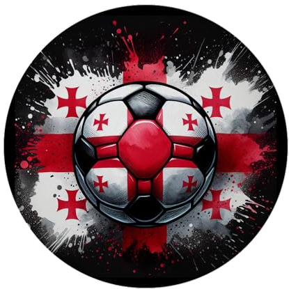 Fußball Georgien Magnet rund EM 2024 Fanartikel Landesfarben Rot-Weiß Sportlicher Ball-Flagge Magnet für echte Fußball-Enthusiasten