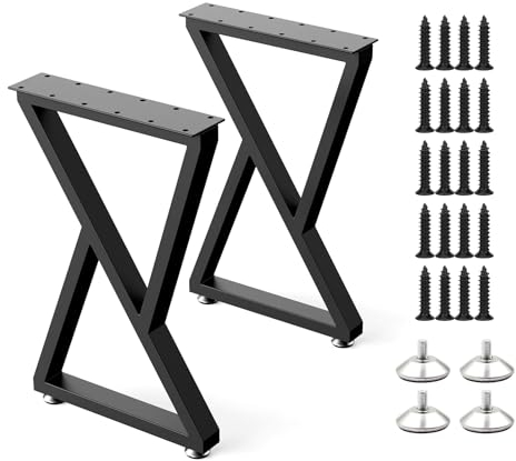 Lot de 2 Pied de Table en Métal, Pied de Bureau Fer, Pied de Meuble, H40cm x W30cm, Pied Table Basse Noir pour Banquette de Bricolage, Tables à Manger, Table Haute, Plan de Travail