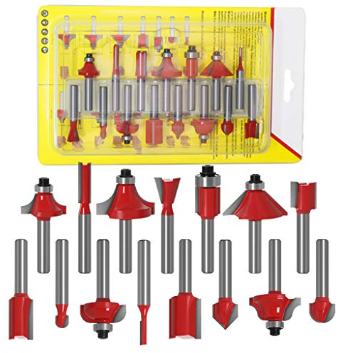 15 x 1/4-Zoll-Fräser-Bit-Set, Trimmen, gerader Fräser für Holzschneiden, Holzschneiden, Holzbearbeitung