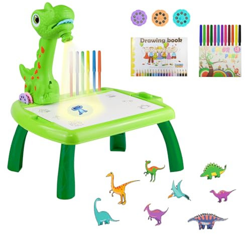 EliphonTowne Drawing Projector Table for Kids - Dinosaur Gifts for Girls, Kids Drawing Set for Children Age 3 4 5 6 7 8+, Girls Boys Painting Easel Birthday Christmas for Home School Party